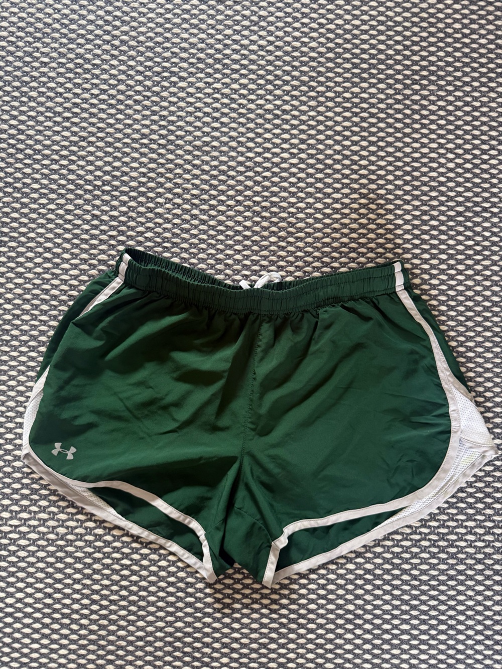 Under Armour Dark Green Women's Athletic Shorts with White Trim